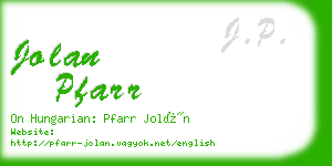 jolan pfarr business card